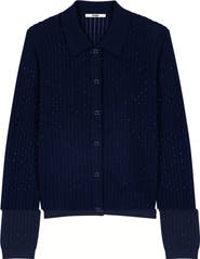 maje Rhinestone polo collar cardigan