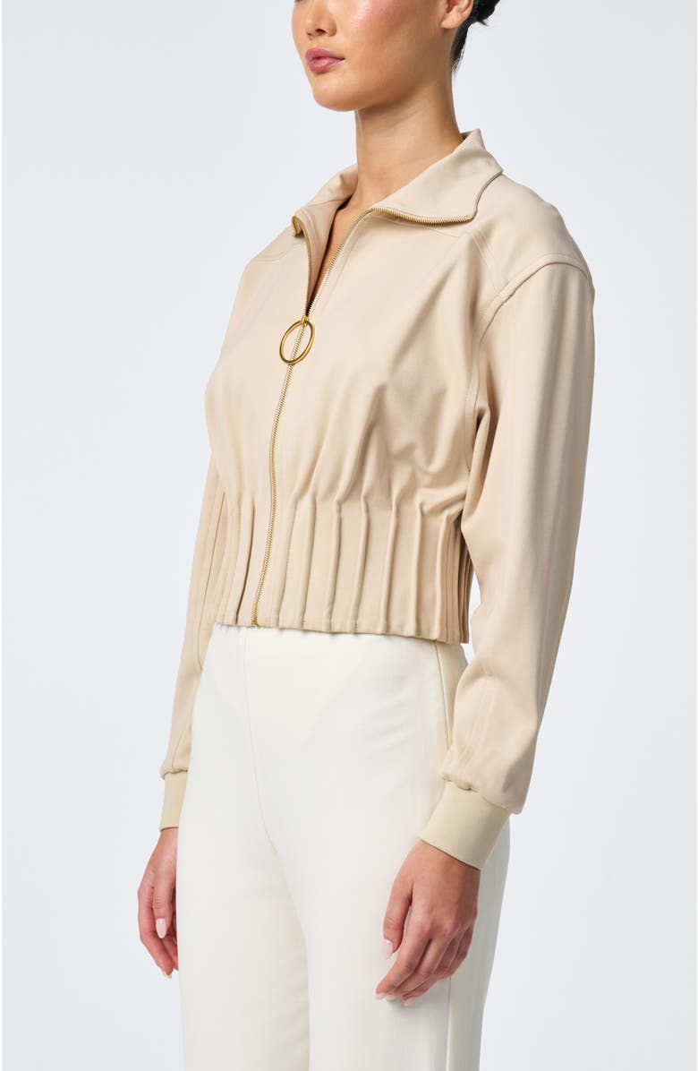 Trina Turk Outrun Cinched Waist Ponte Jacket, Alternate, color, Sahara Stone