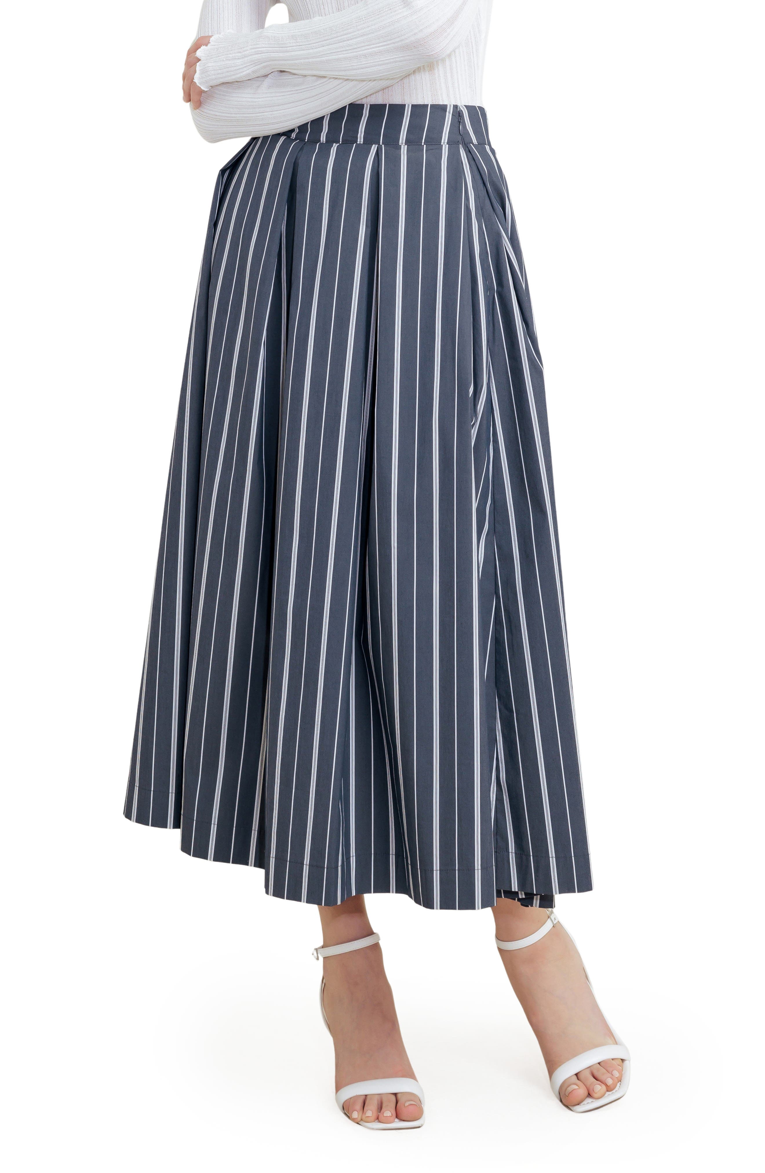 FREEMARKET Striped Midi Skirt