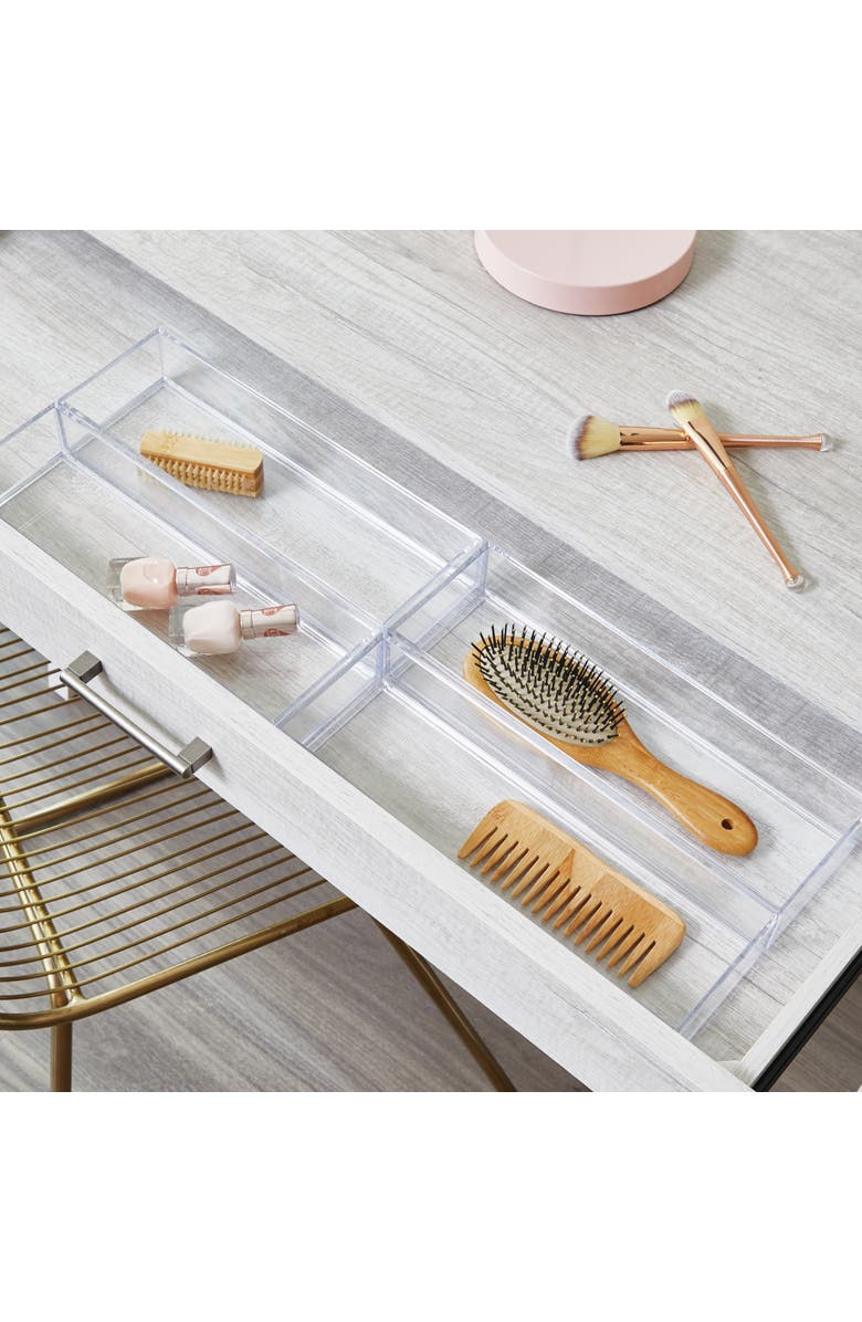 iDesign Plastic Makeup Drawer Organizer Tray - Set of 6 - Clear, Alternate, color, Clear