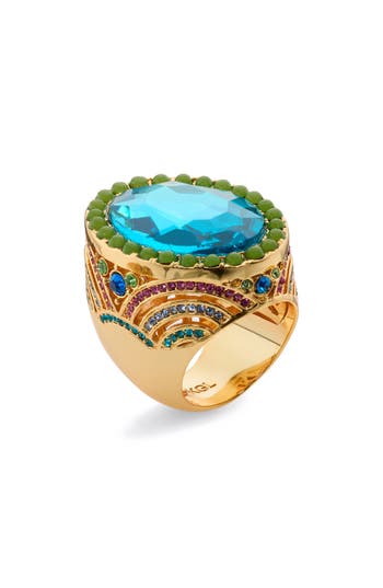 Kurt Geiger London Oval-cut Chunky Cocktail Ring In Blue