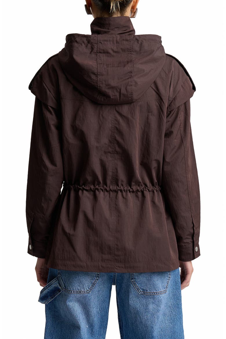 Hooded Drawstring Waist Jacket, Alternate, color, ESPRESSO