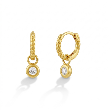Rope Dangle Plated Hoop Earrings