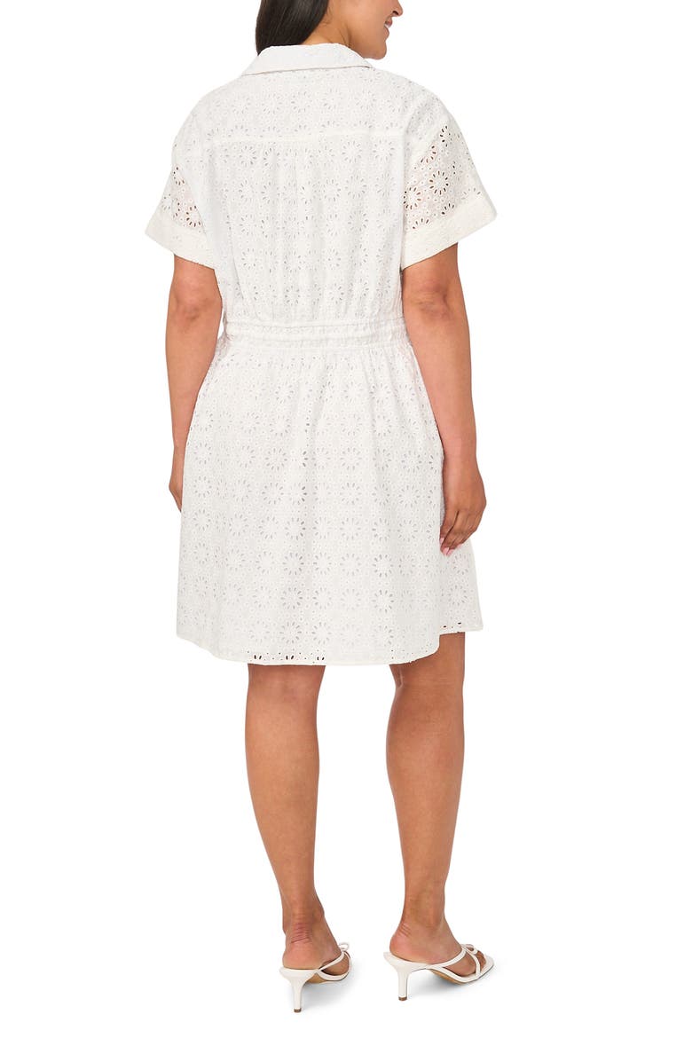 Short Sleeve Cotton Eyelet Shirtdress, Alternate, color, ULTRA WHITE