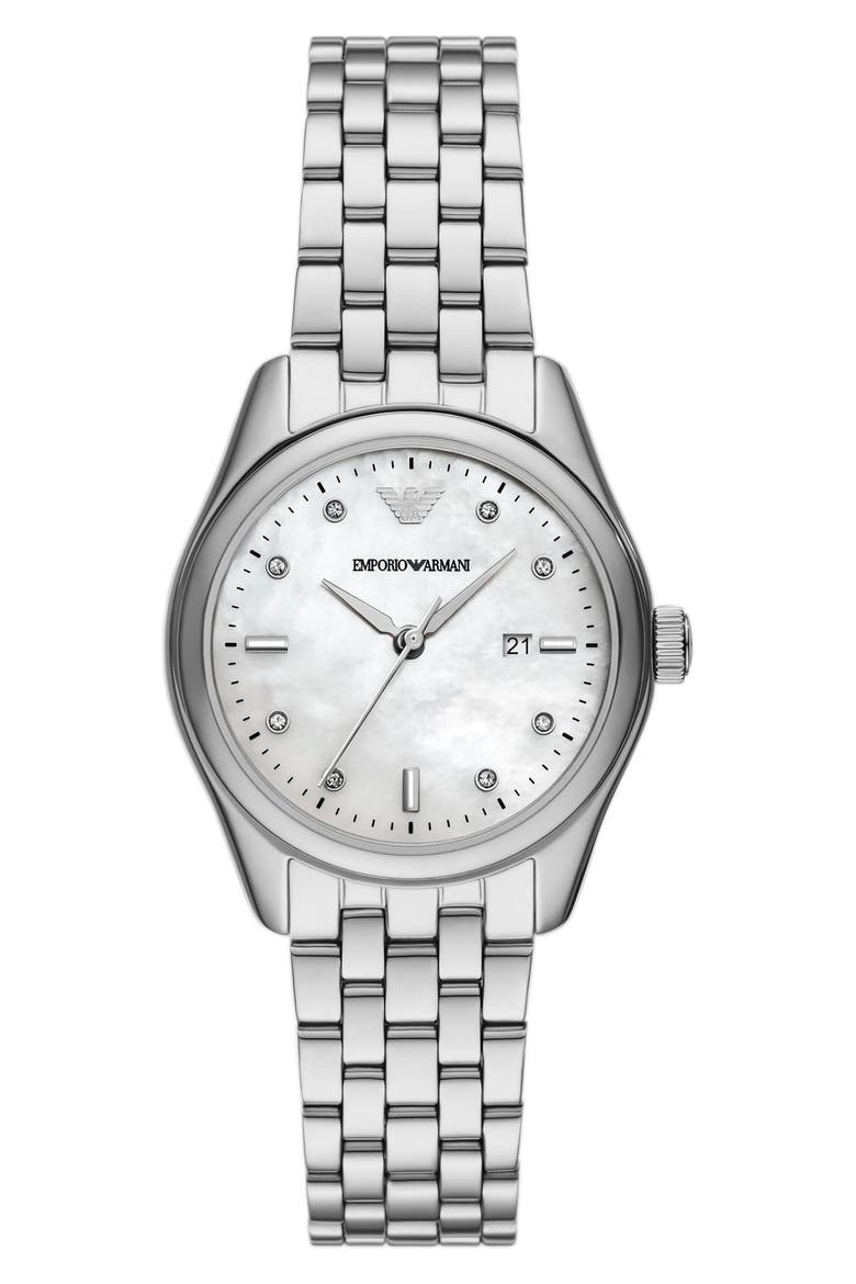 Mother-of-Pearl Dial Bracelet Watch, 32mm, Main, color, SILVER