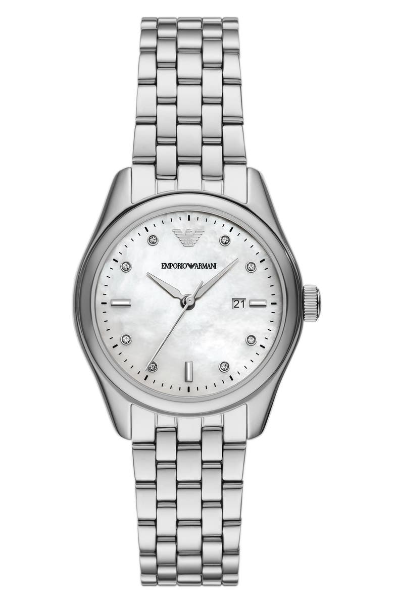 Emporio Armani Mother-of-Pearl Dial Bracelet Watch, 32mm, Main, color, Silver