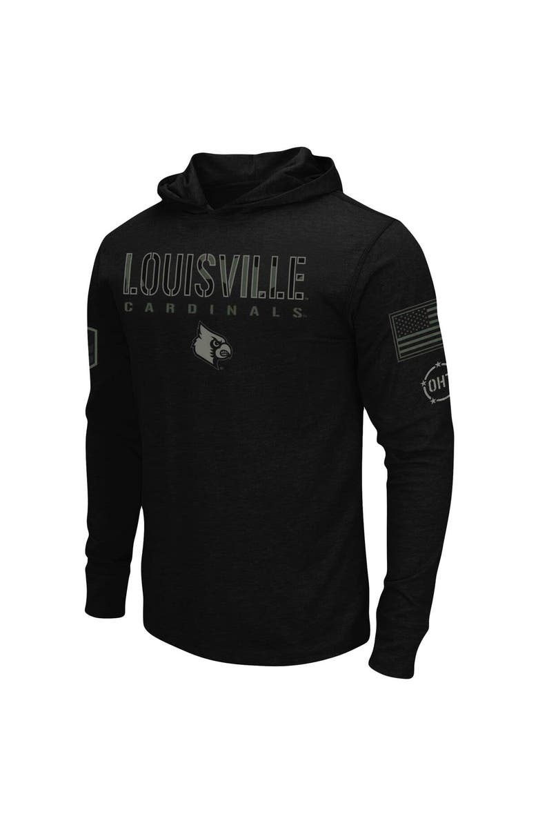COLOSSEUM Men's Colosseum Black Louisville Cardinals OHT Military Appreciation Hoodie Long Sleeve T-Shirt, Alternate, color, Black