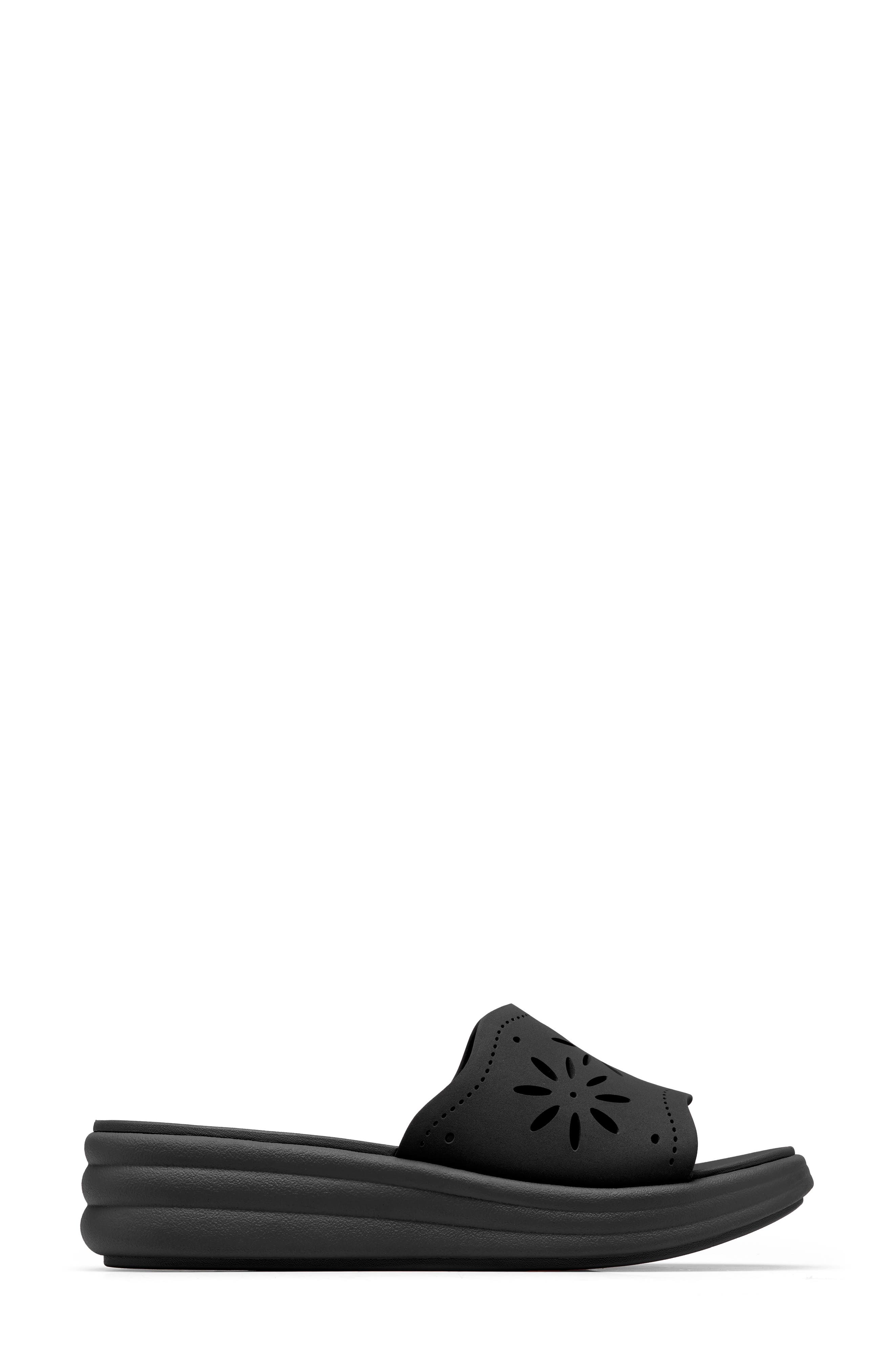 Clarks<sup>®</sup> Drift Floral Wedge Slide Sandal, Alternate, color, Navy