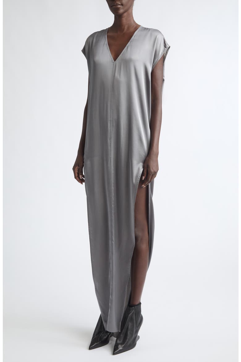 Arrowhead Satin Shift Gown, Alternate, color, STEEL