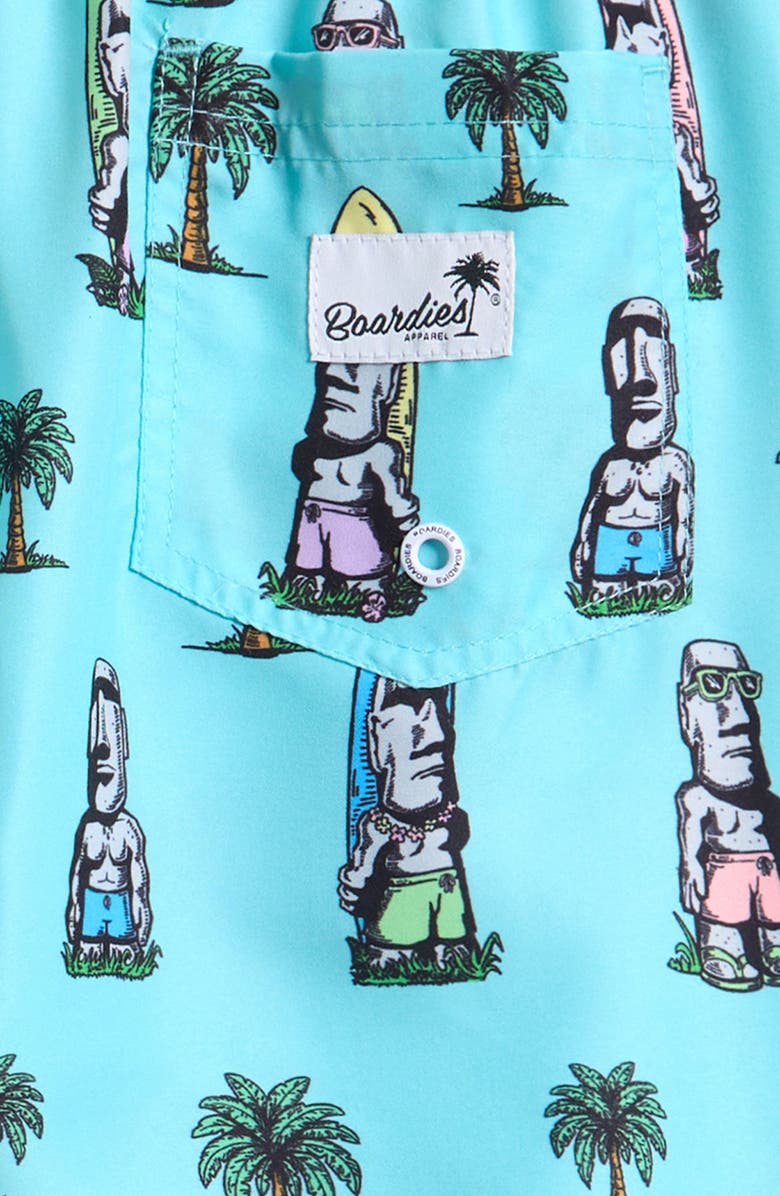 Boardies Kids
 Island Elders Print Swim Trunks, Alternate, color, Blue