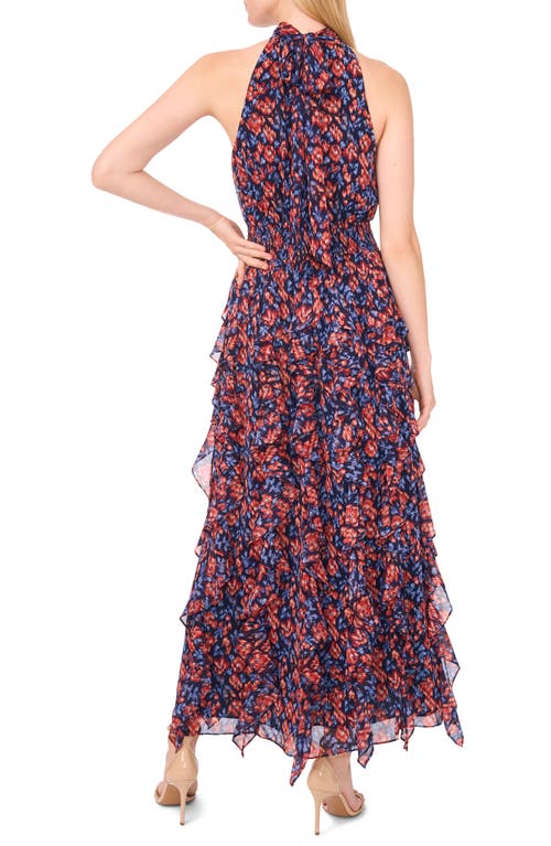 1.state Floral Cascading Flounce Maxi Dress In Blue