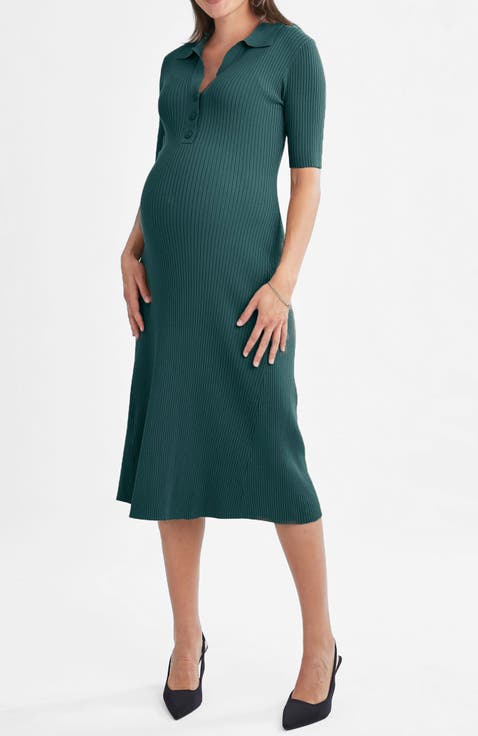 Elegance Knit Maternity Midi Dress