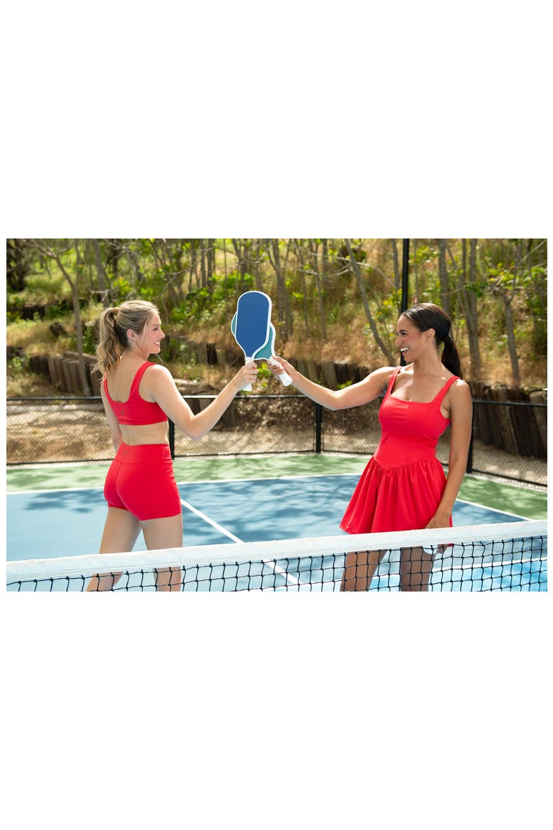 Athletic Square Neck Minidress, Alternate, color, RUBY