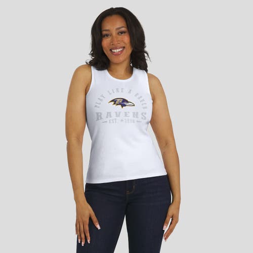 Wear By Erin Andrews White Baltimore Ravens Ribbed Graphic Tank Top In White
