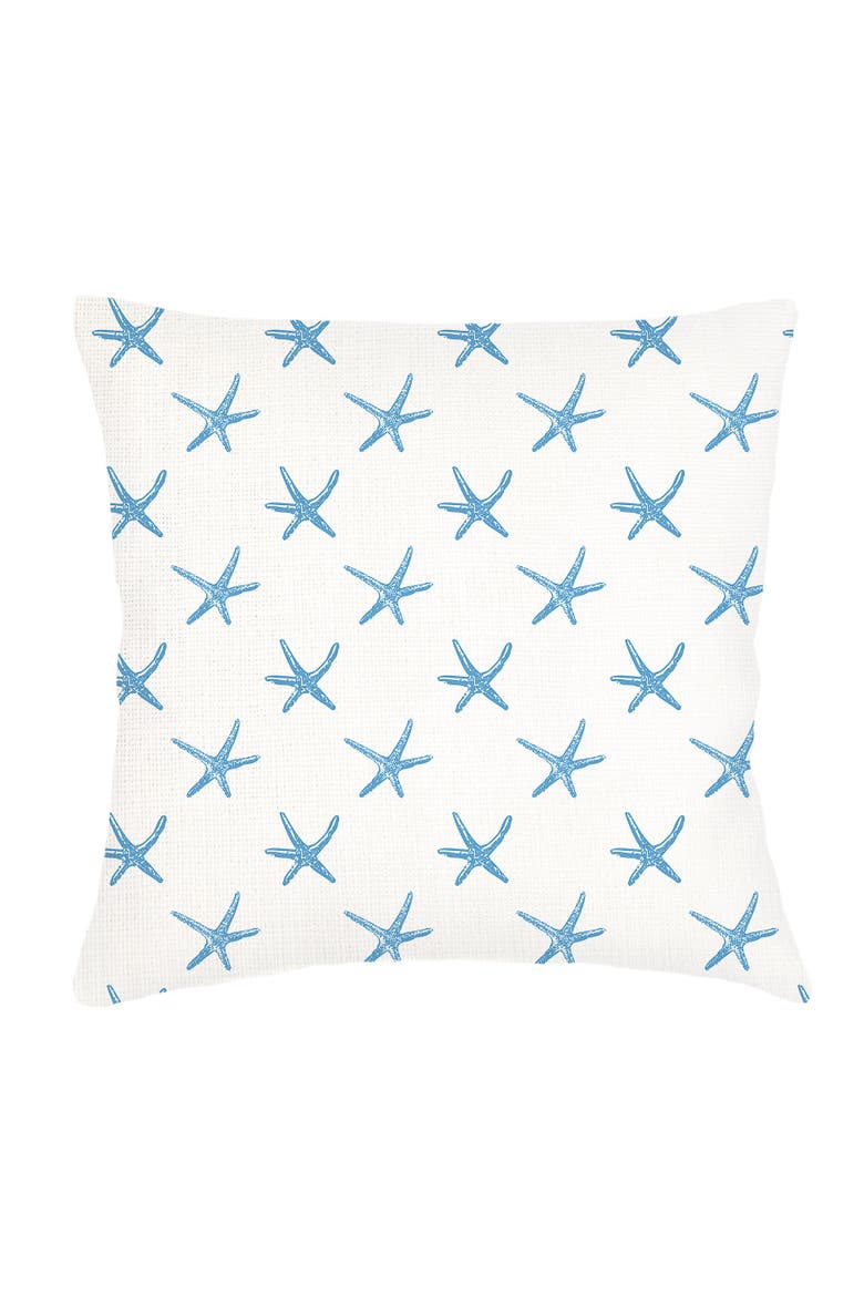 Starfish Blue Linen Euro Pillow 26x26 with Down Insert, Main, color, Blue