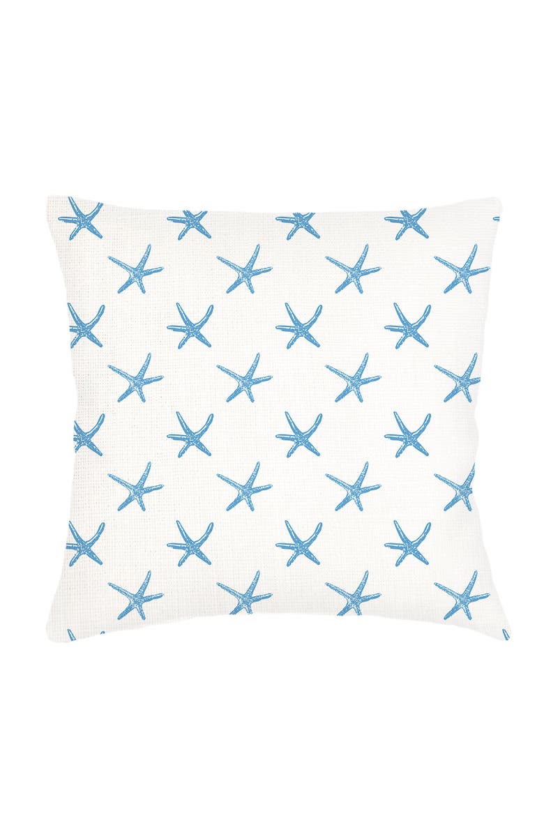 Anaya Starfish Blue Linen Euro Pillow 26x26 with Down Insert, Main, color, Blue