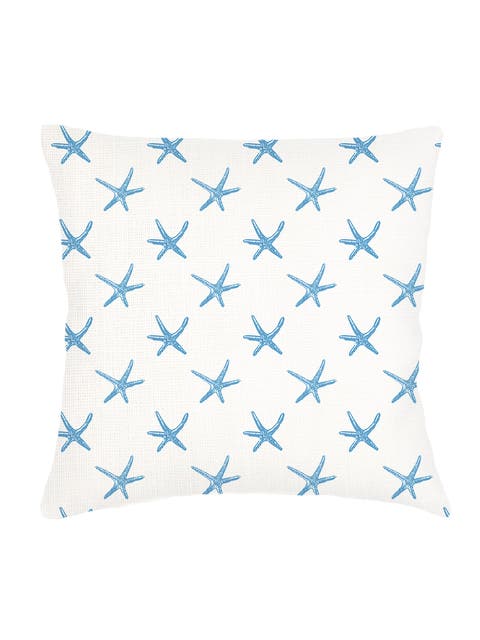 Starfish Blue Linen Euro Pillow 26x26 with Down Insert