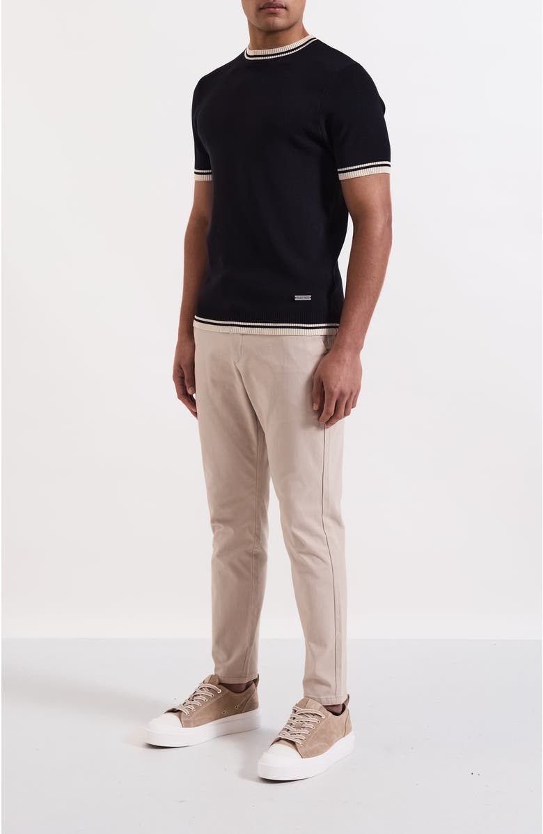 MAUVAIS Riccio Slim Knit Tipped Tee, Alternate, color, Black