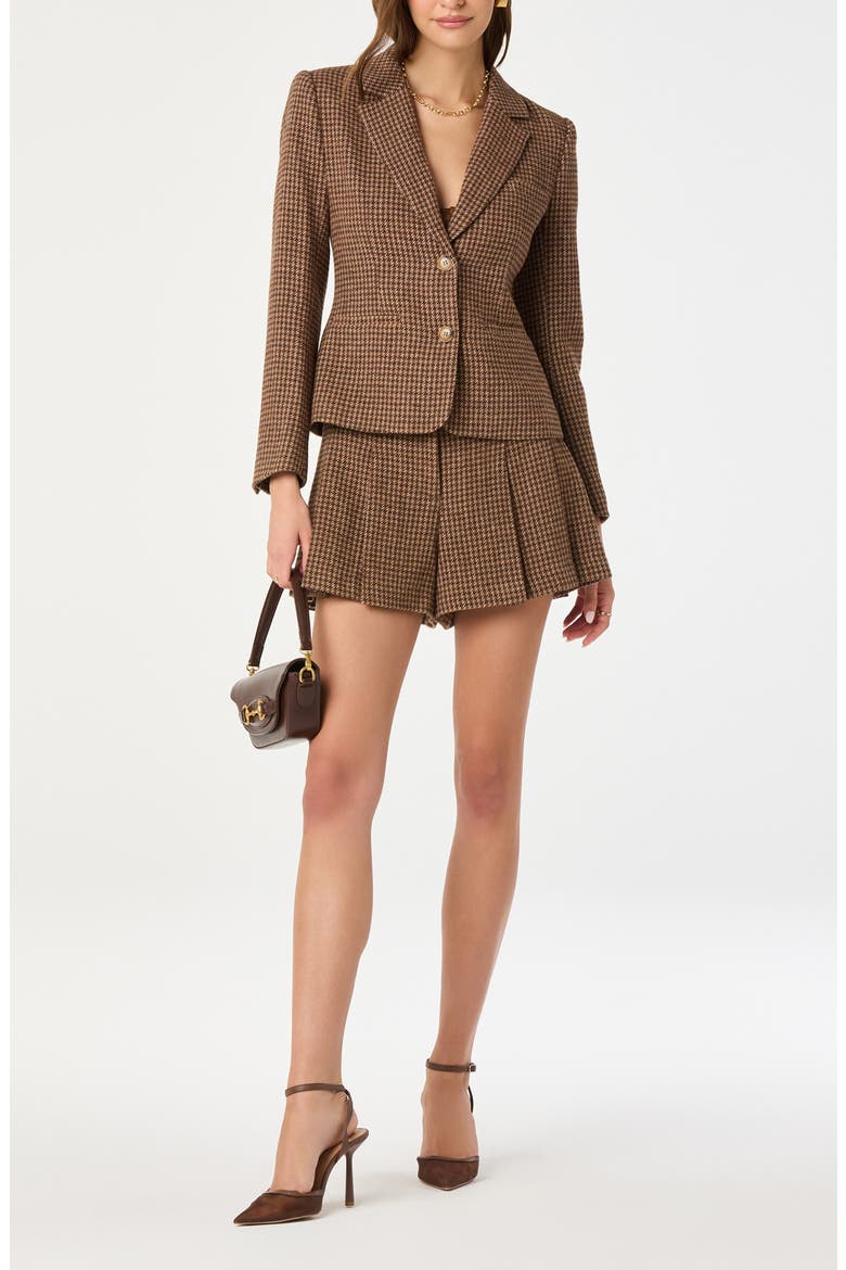 Houndstooth Fitted Blazer, Alternate, color, BROWN PLAID