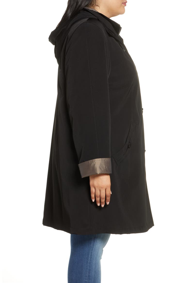 Hooded Raincoat with Liner, Alternate, color, BLACK