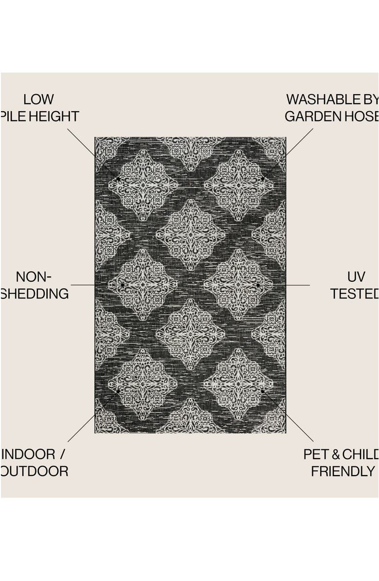JONATHAN Y Galon Filigree Indoor/Outdoor Area Rug, Alternate, color, Black/Ivory