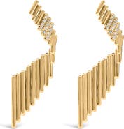 Haus of Brilliance 14K Yellow Gold Plated  Silver Sculpted Diamond Accent Drop Earrings