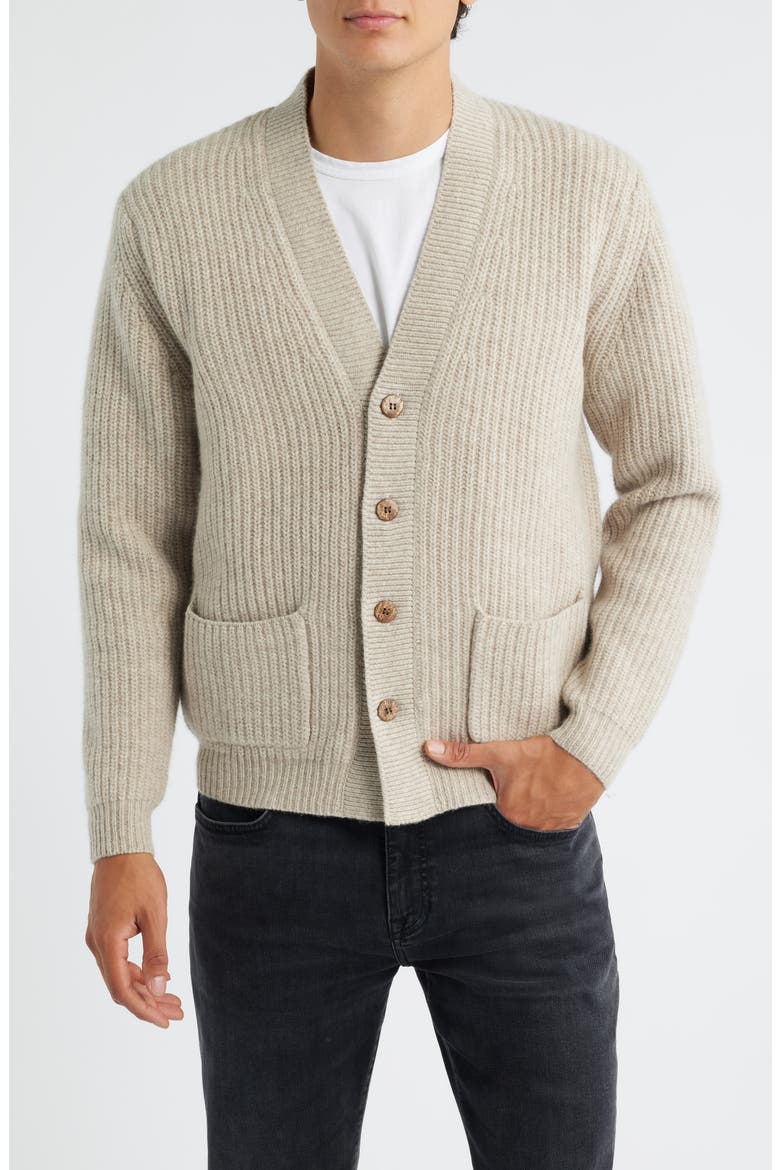 Vale Merino Wool V-Neck Cardigan, Alternate, color, BONE