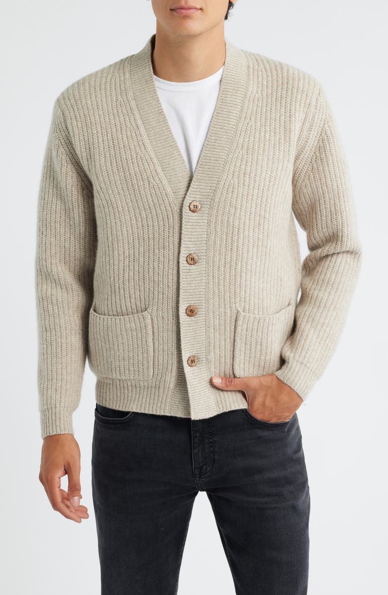 ALEX CRANE Vale Merino Wool V-Neck Cardigan, Alternate, color, Bone