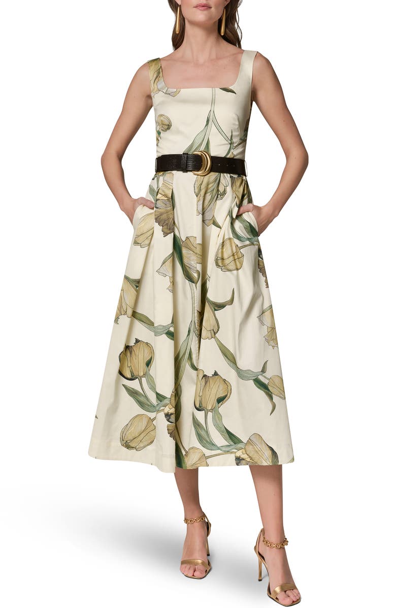 Donna Karan New York Floral Print A-Line Dress, Main, color, Pannacott