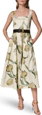 Donna Karan New York Floral Print A-Line Dress