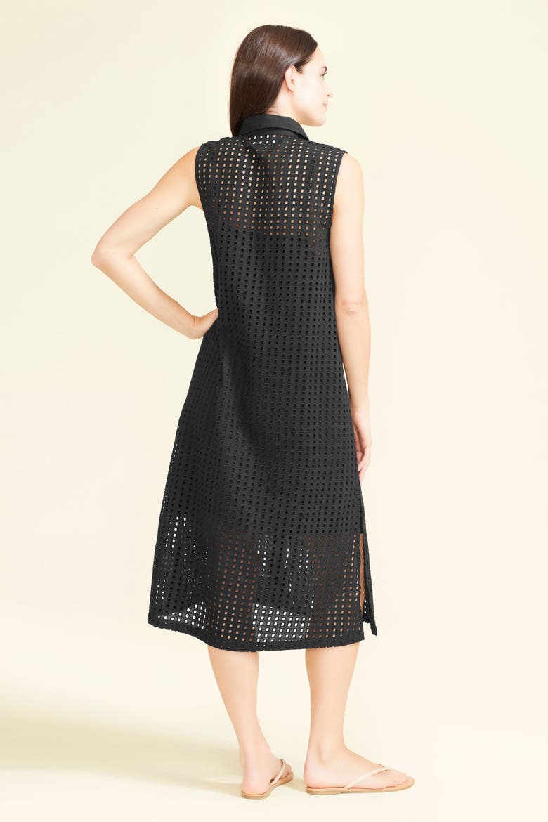 Sofia Sleeveless Shirt Dress with Slip, Alternate, color, Black