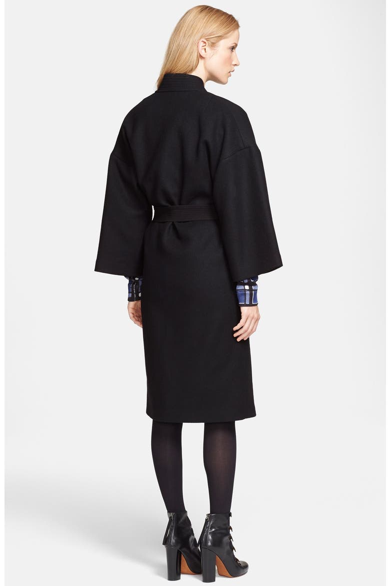 'Hiro' Felt Crossover Coat, Alternate, color, BLACK