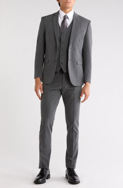Skinny Fit Solid Stretch Three Piece Suit