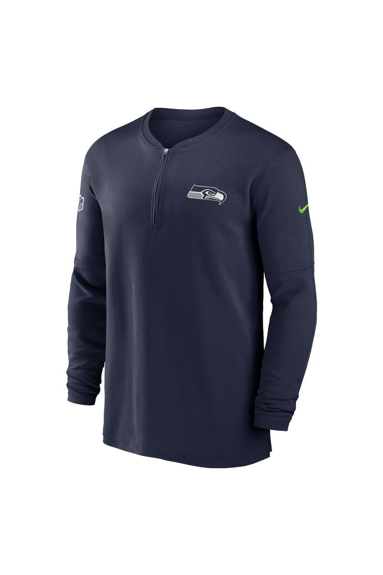 Men's Nike  Navy Seattle Seahawks 2023 Sideline Performance Long Sleeve Tri-Blend Quarter-Zip Top, Alternate, color, Navy