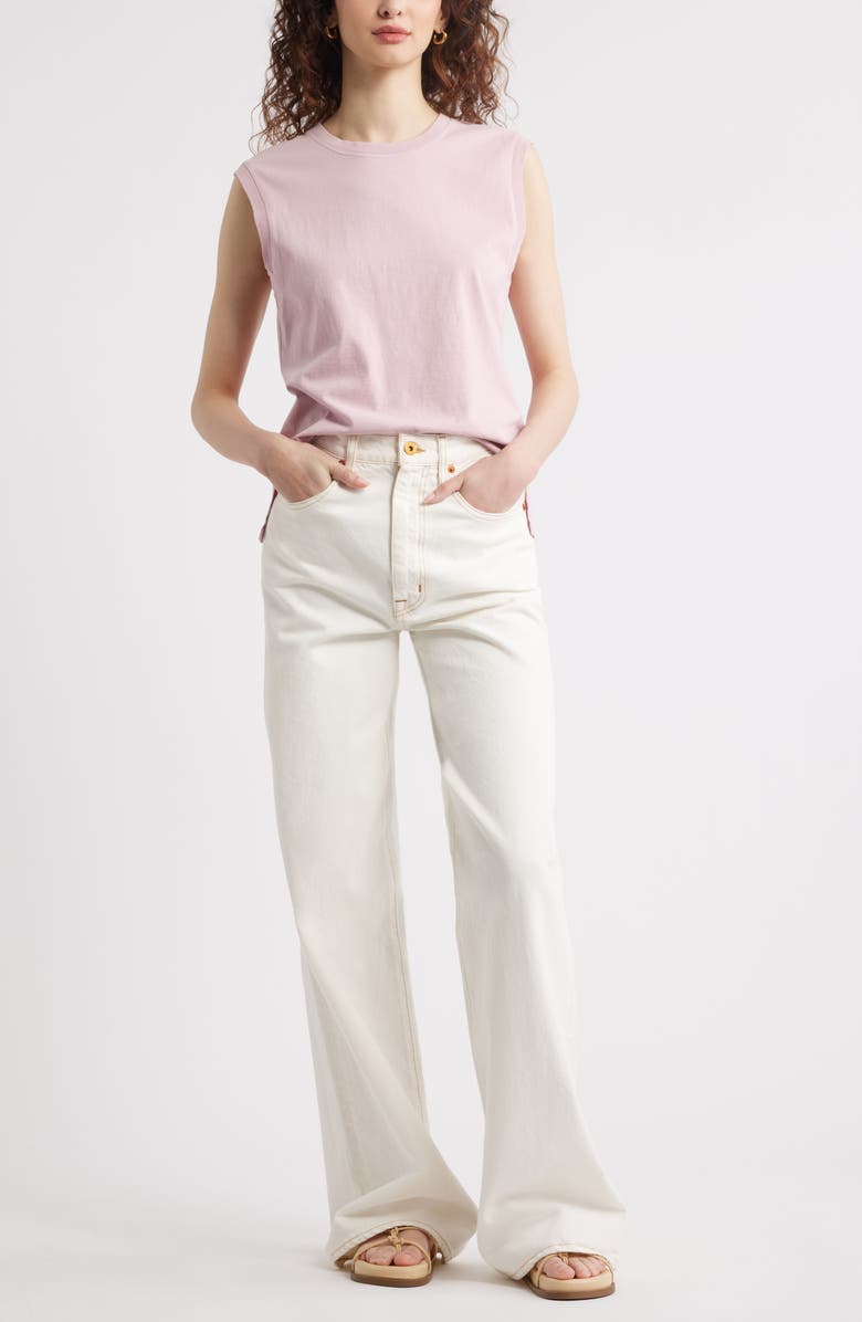 Treasure & Bond Pleat Back Cotton Muscle Tank, Alternate, color, Purple Shade