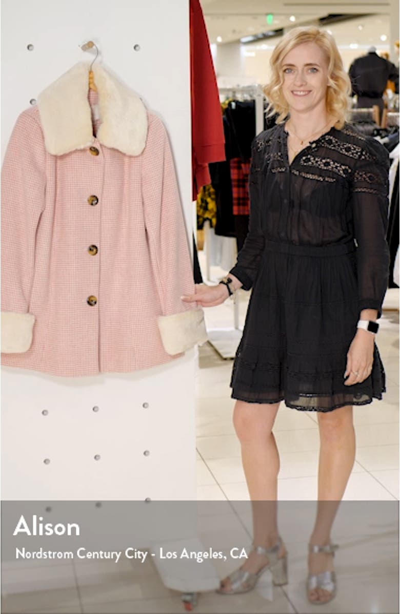 Eloise Check Coat with Faux Fur Trim, sales video thumbnail
