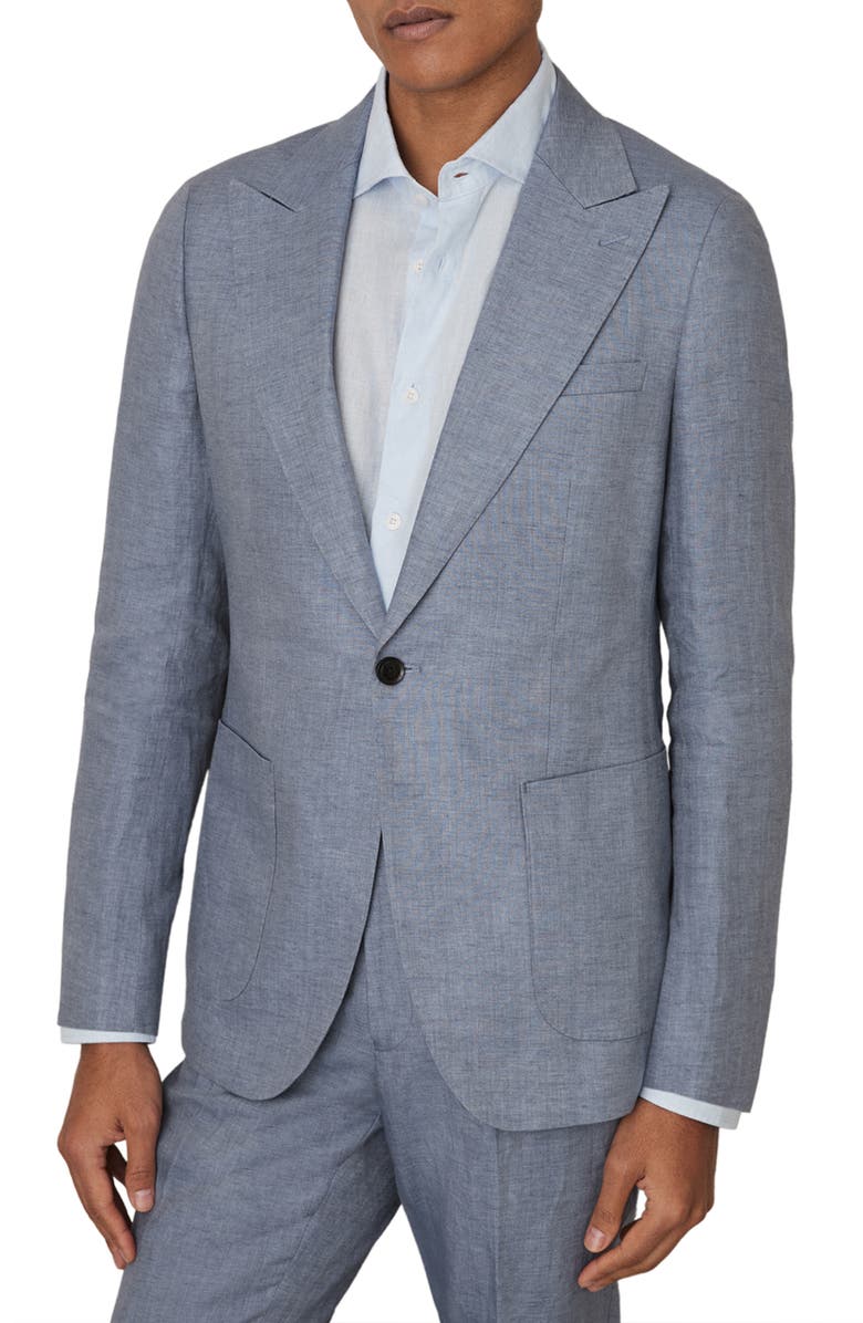 Reiss Warner Linen Blazer, Main, color, Airforce Blue