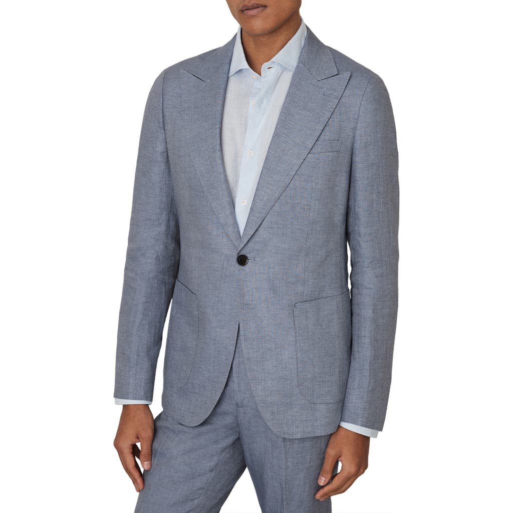 Shop Reiss Warner Linen Blazer In Airforce Blue