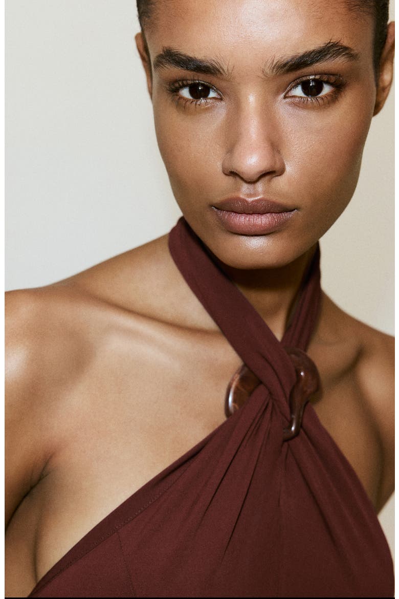 Halter Neck Maxi Dress, Alternate, color, BURNT ORANGE