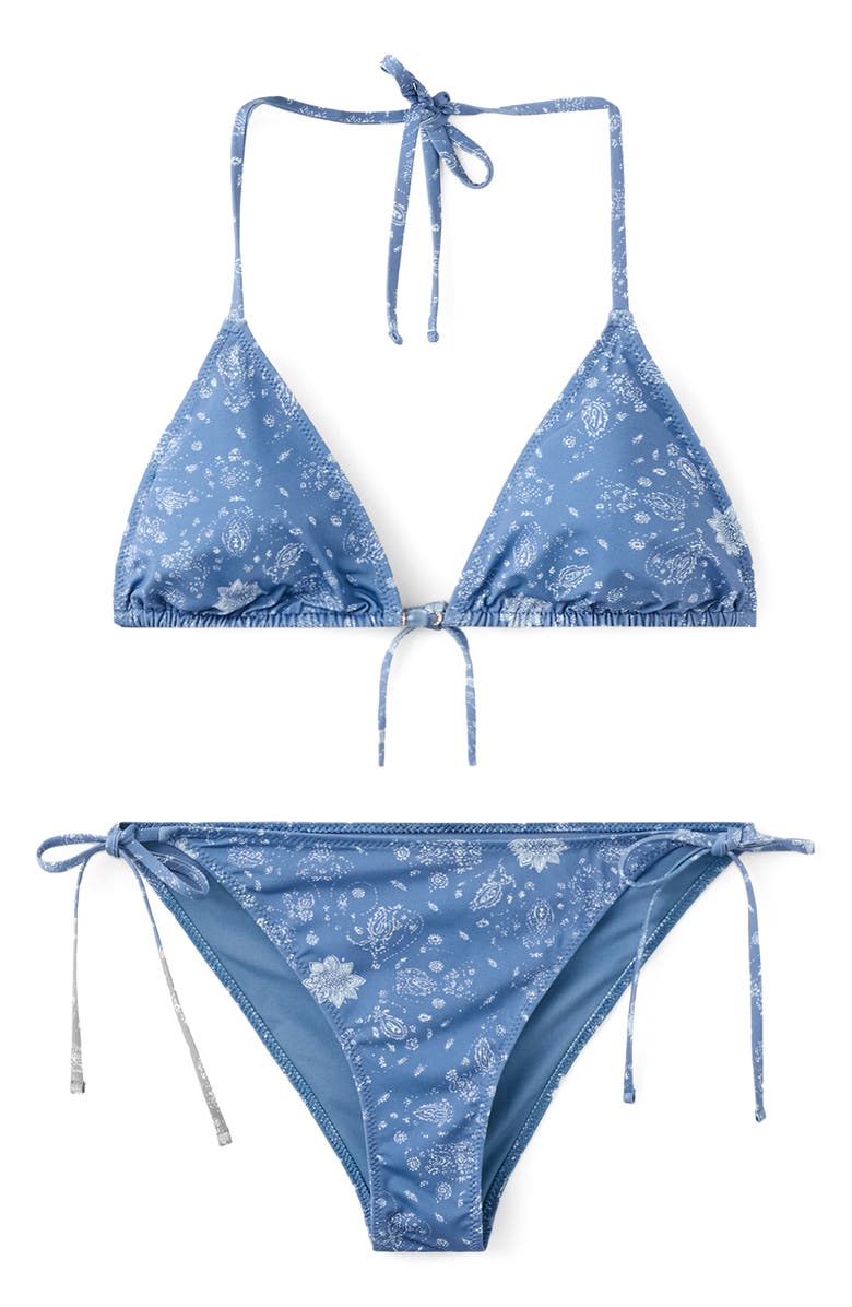 MANGO TEEN <p>Bandanda Print Two-Piece Swimsuit</p>, Alternate, color, Blue