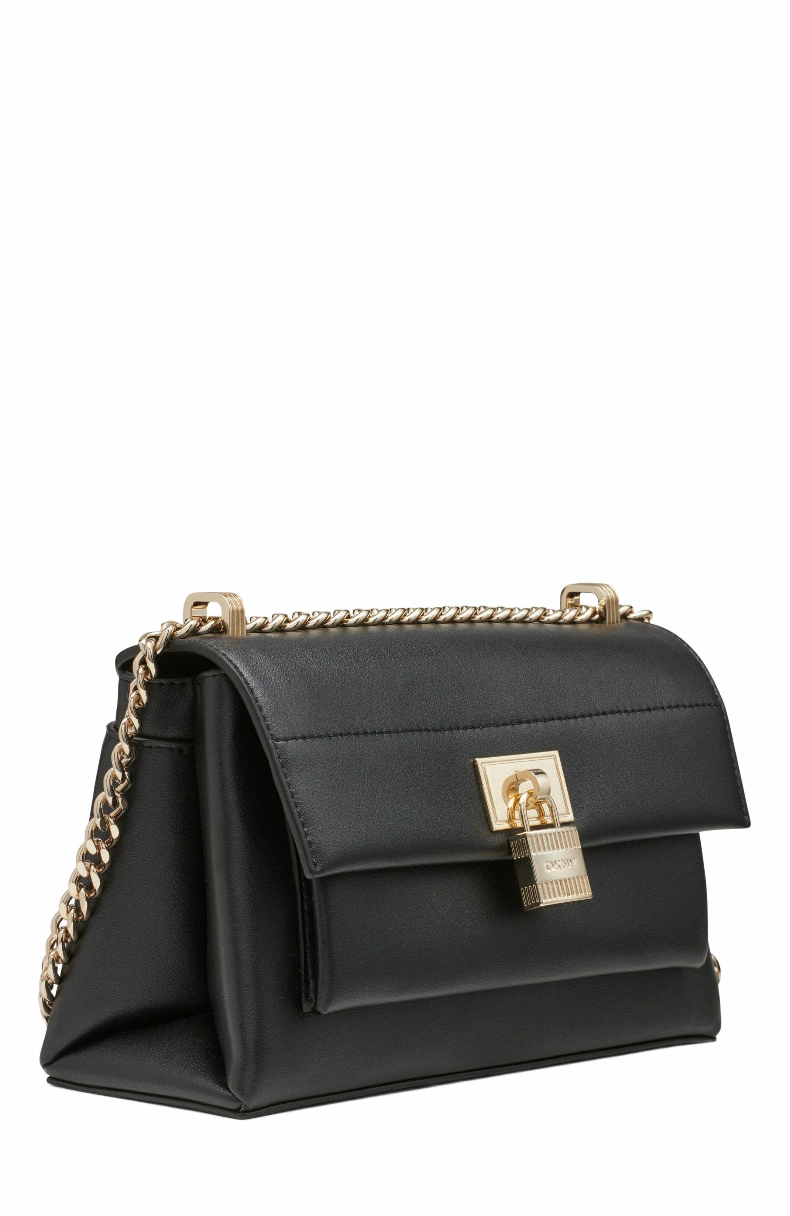 DKNY Evie Flap Shoulder Bag, Alternate, color, Blk/Gold