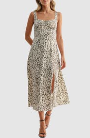 All in Favor Square Neck Fit and Flare Midi Dress