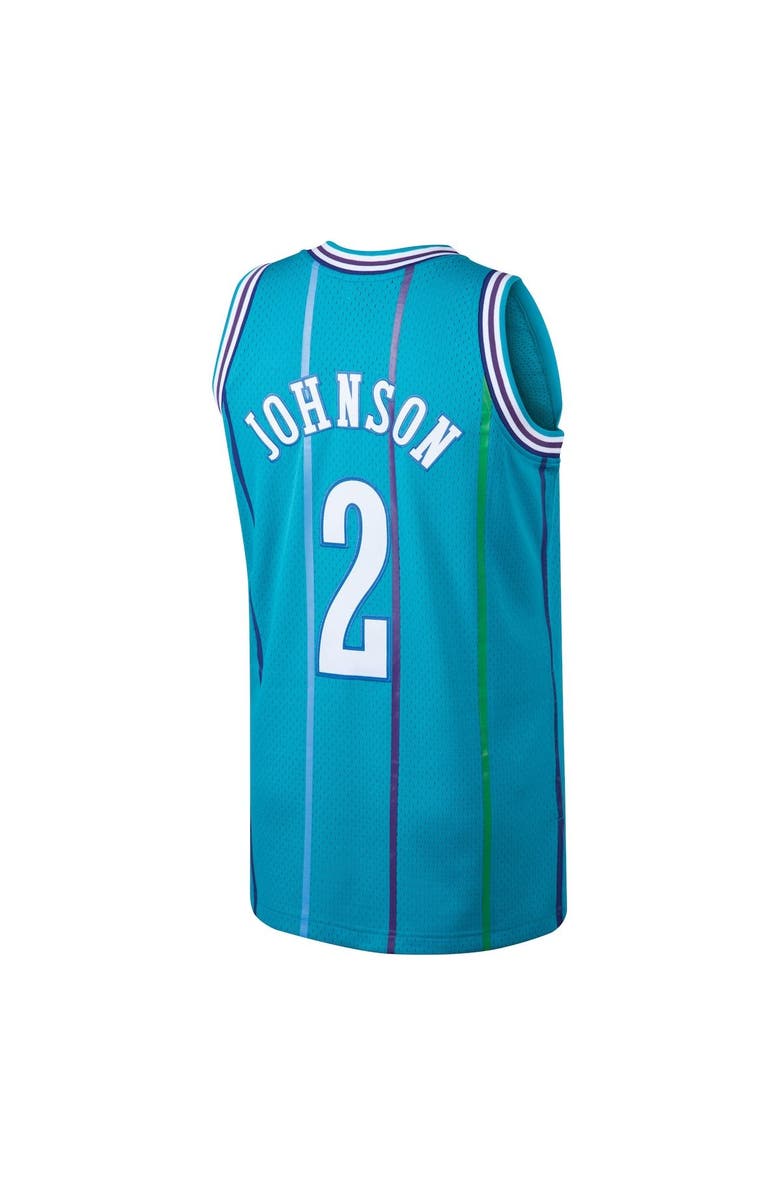 Mitchell & Ness Men's Mitchell & Ness Larry Johnson Teal Charlotte Hornets 1992/93 Hardwood Classics Swingman Jersey, Alternate, color, Teal