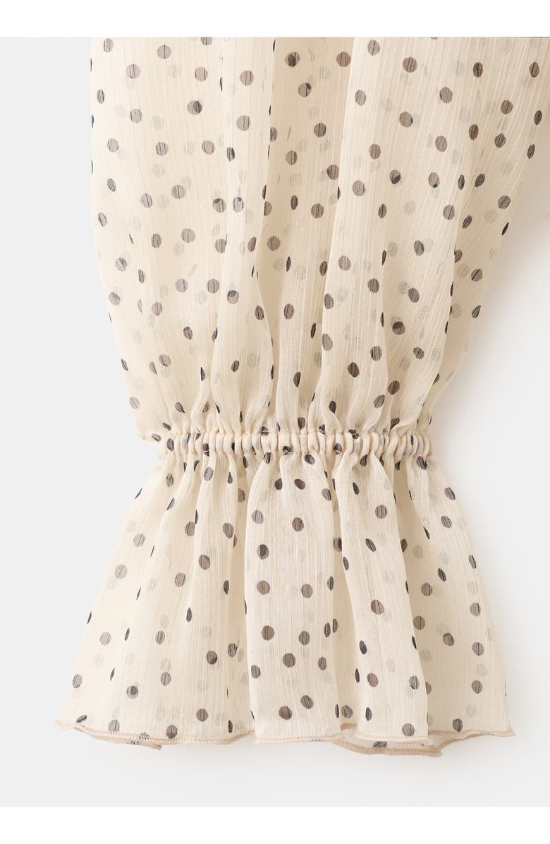 MANGO Polka Dot Tie Neck Top, Alternate, color, Ecru