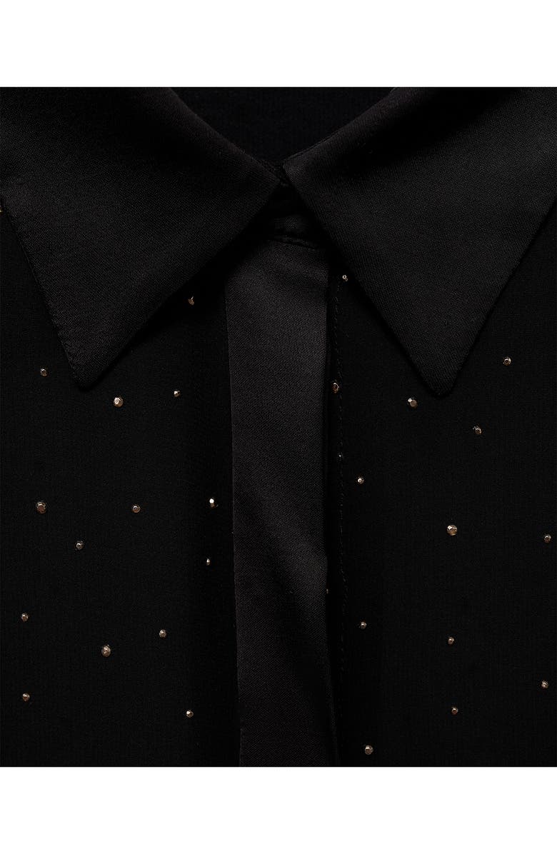 MANGO Studded Semisheer Button-Up Shirt, Alternate, color, 