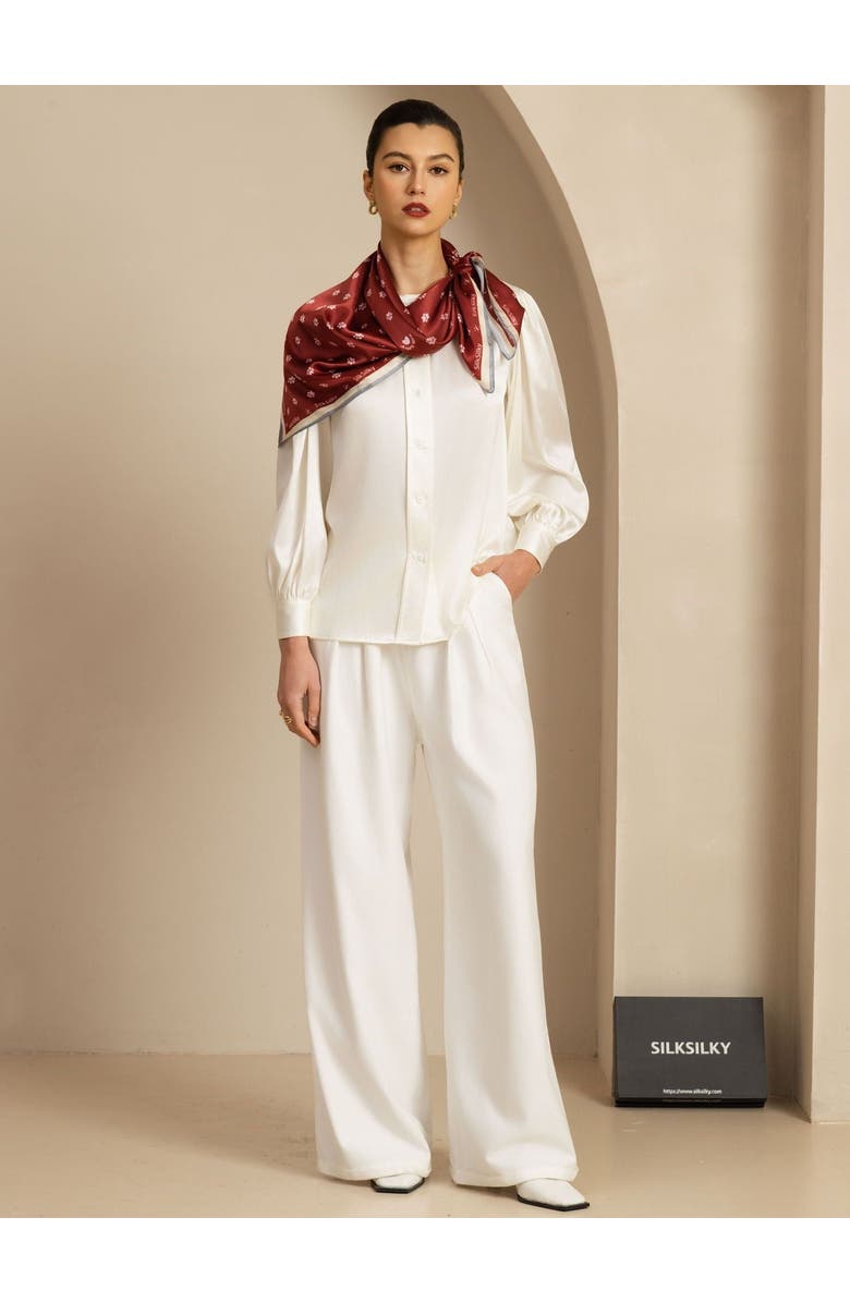 SILKSILKY Pure Silk Paw Print Square Scarf, Alternate, color, Wine