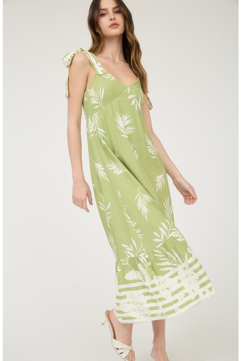 Shoulder Tie Midi Dress, Alternate, color, LIGHT OLIVE