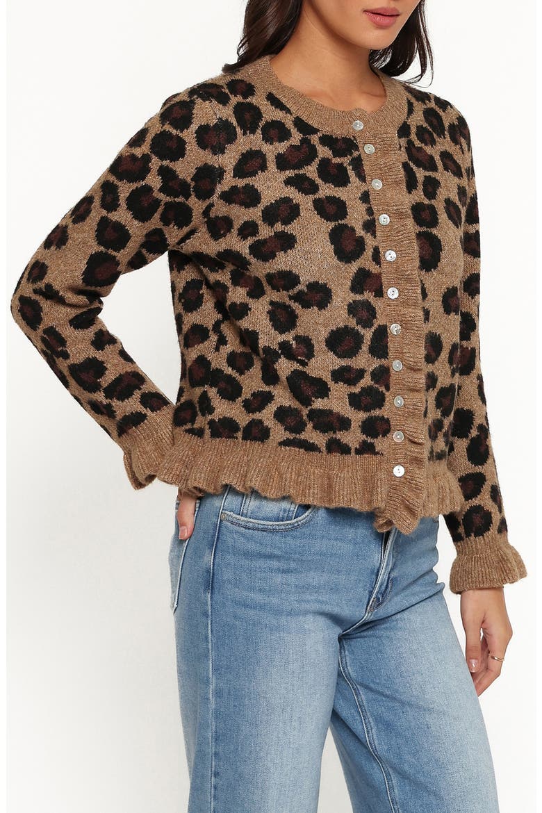 Asha Leopard Print Cardigan, Alternate, color, BROWN LEOPARD
