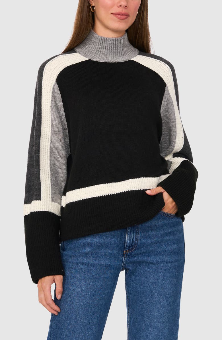 Halogen<sup>®</sup> Colorblock Mock Neck Sweater, Main, color,