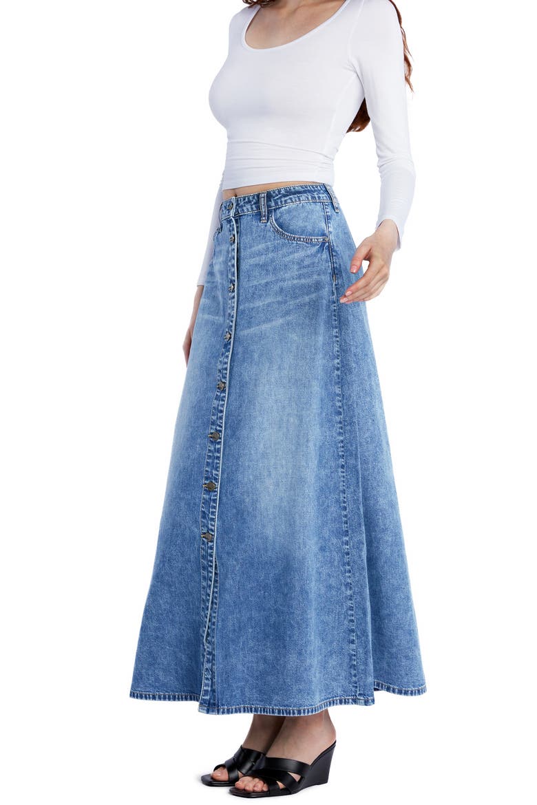Denim Maxi Skirt, Alternate, color, ATLANTIC BLUE